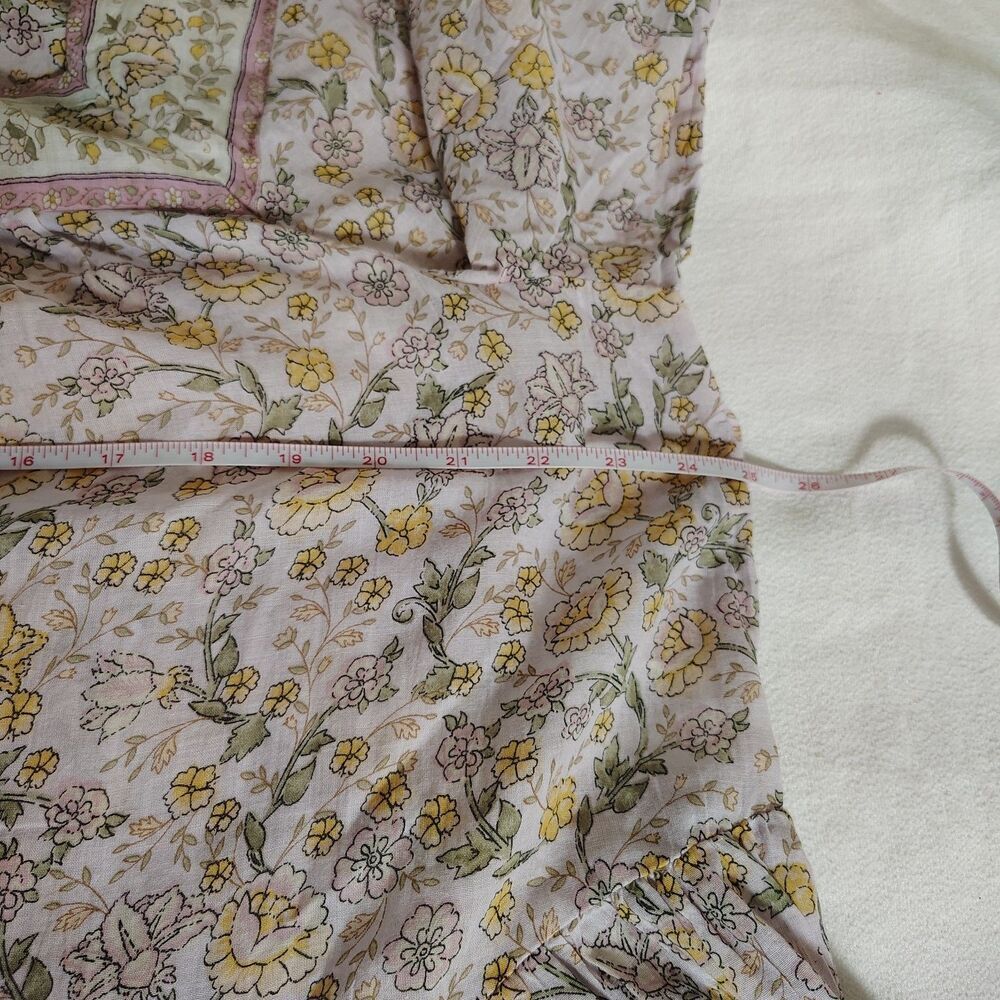 Womens Floral Prairie Peplum Tunic Top Size L Lavender Boho Cottagecore Blouse - Picture 11 of 12